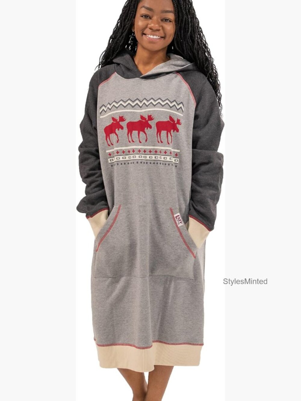 Oversized Hoodie Sweatshirt Sleepwear Sweater Dress with Kangaroo Pockets